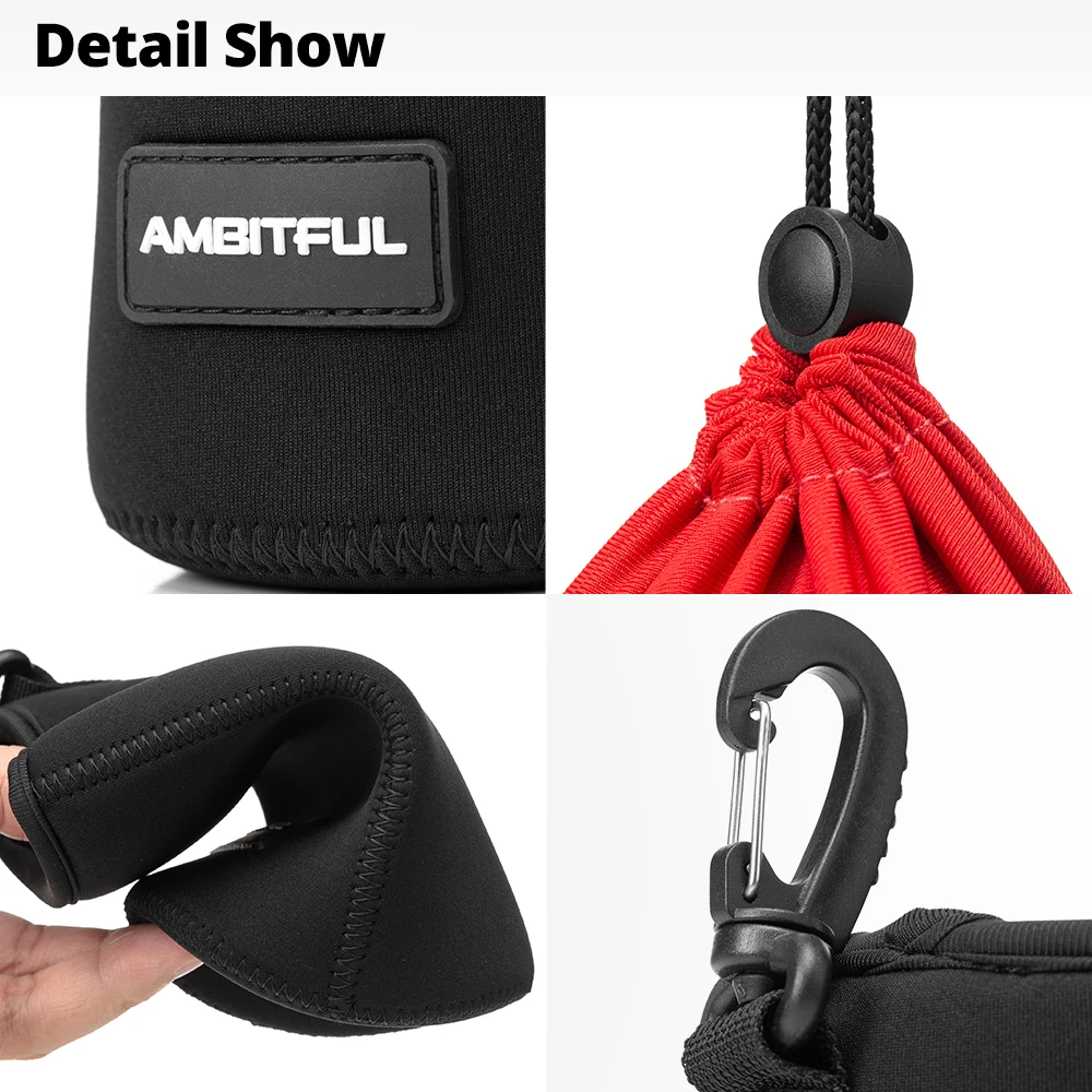 NEW AMBITFUL Camera Lens Bag Drawstring Bag with S M L XL Size for Canon Sony Nikon DSLR Camera Lens Barrel Case with Hook thumbnail 5