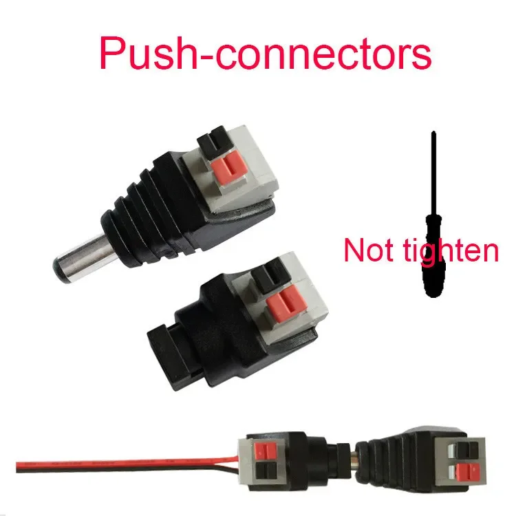 5/10Pairs Female Male DC Power Jack Connector No Screws Plug Adapter 5.5x2.1mm For 5050 3528 Single Color LED Strip CCTV Camera thumbnail 3