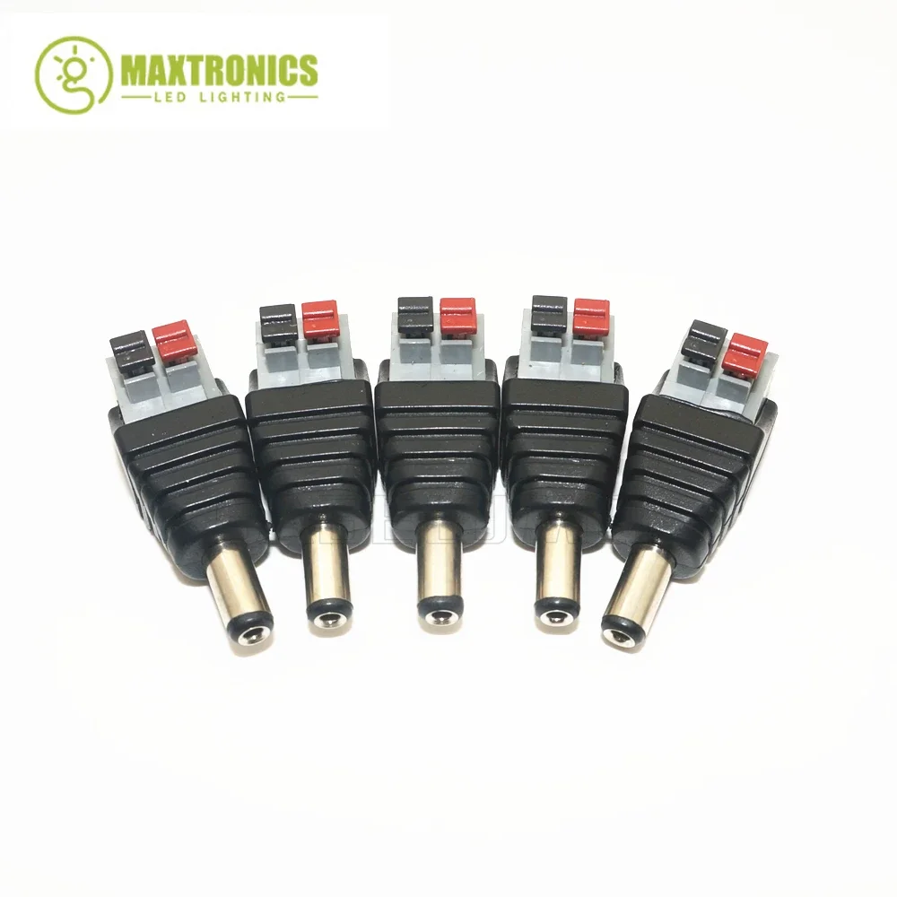 5/10Pairs Female Male DC Power Jack Connector No Screws Plug Adapter 5.5x2.1mm For 5050 3528 Single Color LED Strip CCTV Camera thumbnail 5