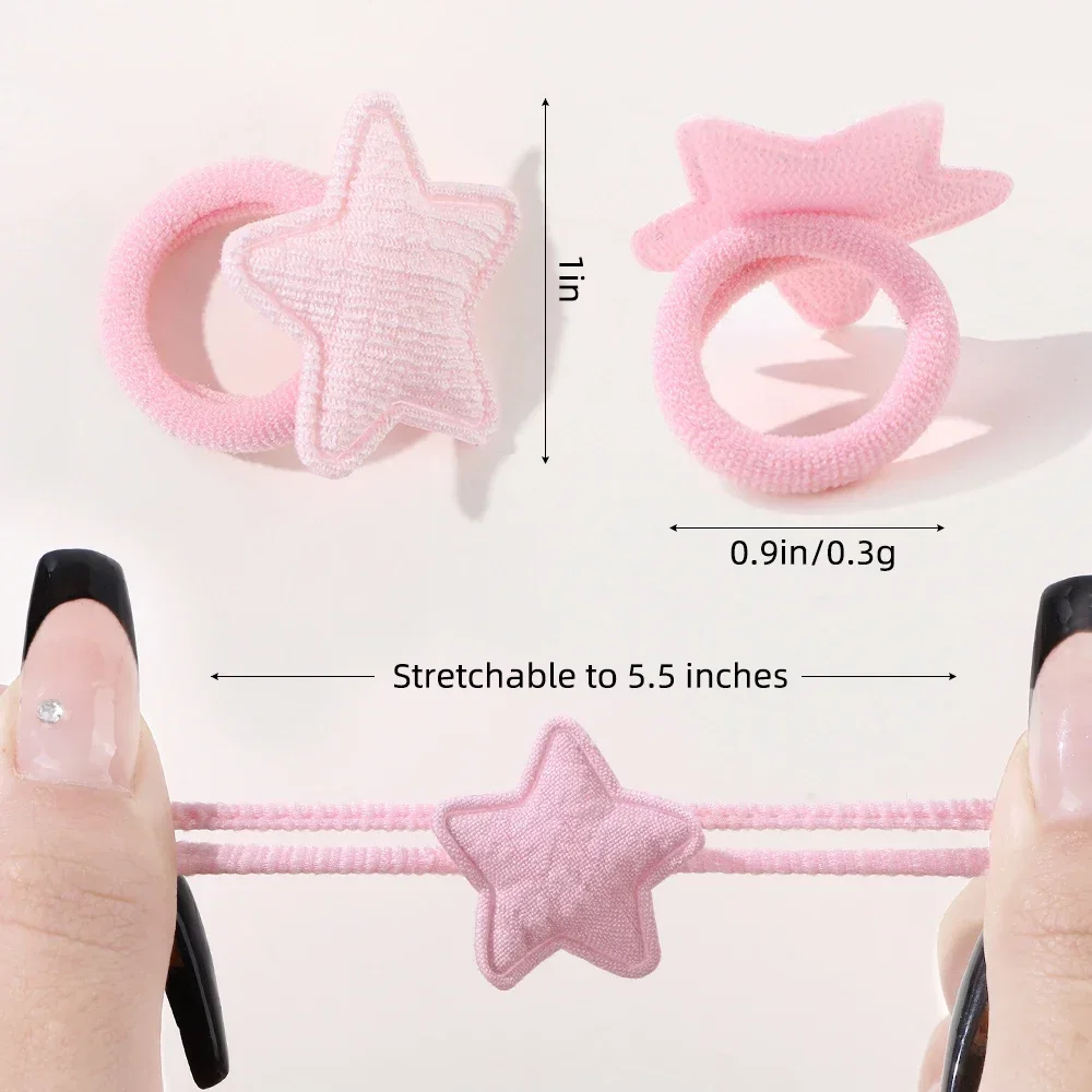 10/20pcs Girls Pink Heart Star Children Hair Loop No Harm Hair Cartoon Towel Rope Ponytail Holder Mini Rubber Band Kids Headwear thumbnail 6