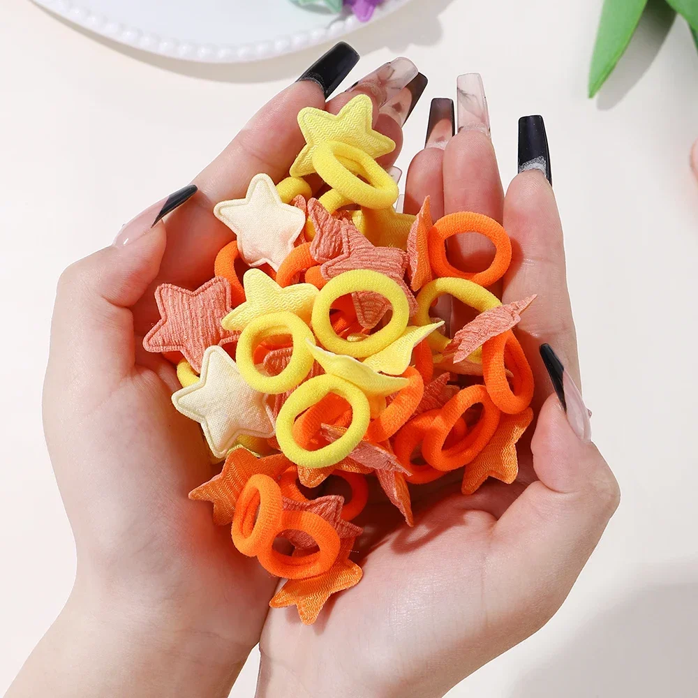 10/20pcs Girls Pink Heart Star Children Hair Loop No Harm Hair Cartoon Towel Rope Ponytail Holder Mini Rubber Band Kids Headwear thumbnail 5