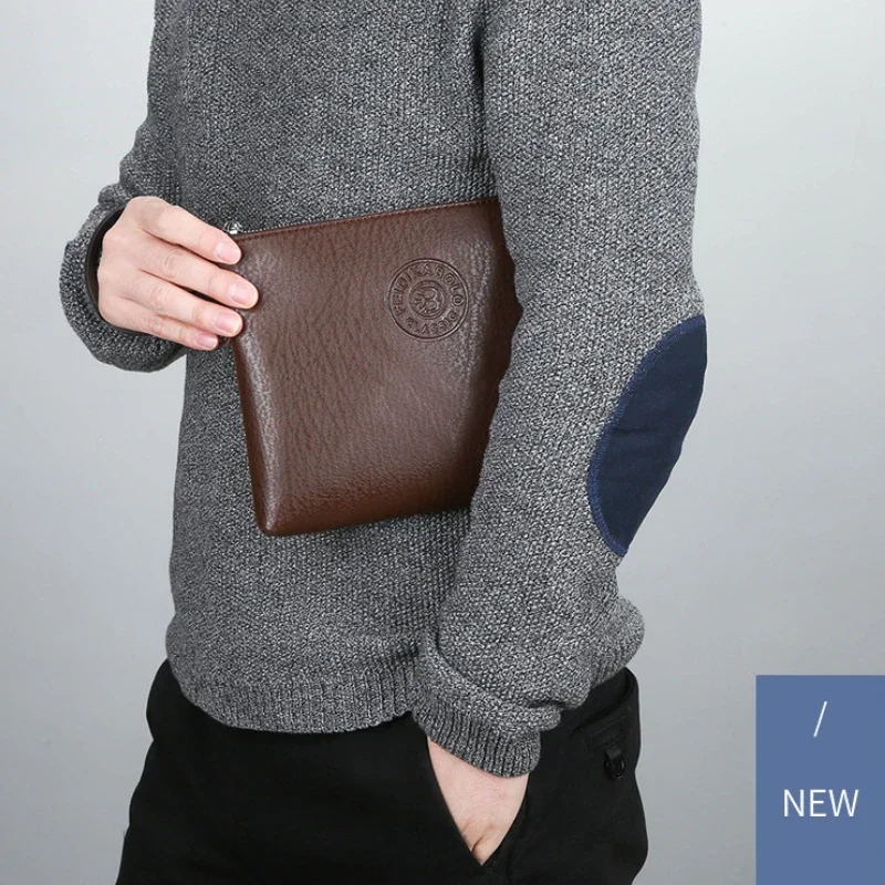 Men's new casual men's clutch bag PU soft leather men's bag mobile phone bag large capacity wallet thumbnail 4