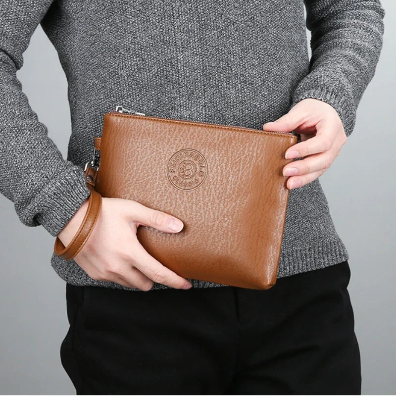 Men's new casual men's clutch bag PU soft leather men's bag mobile phone bag large capacity wallet thumbnail 3