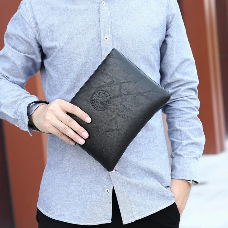 Men's new casual men's clutch bag PU soft leather men's bag mobile phone bag large capacity wallet thumbnail 2