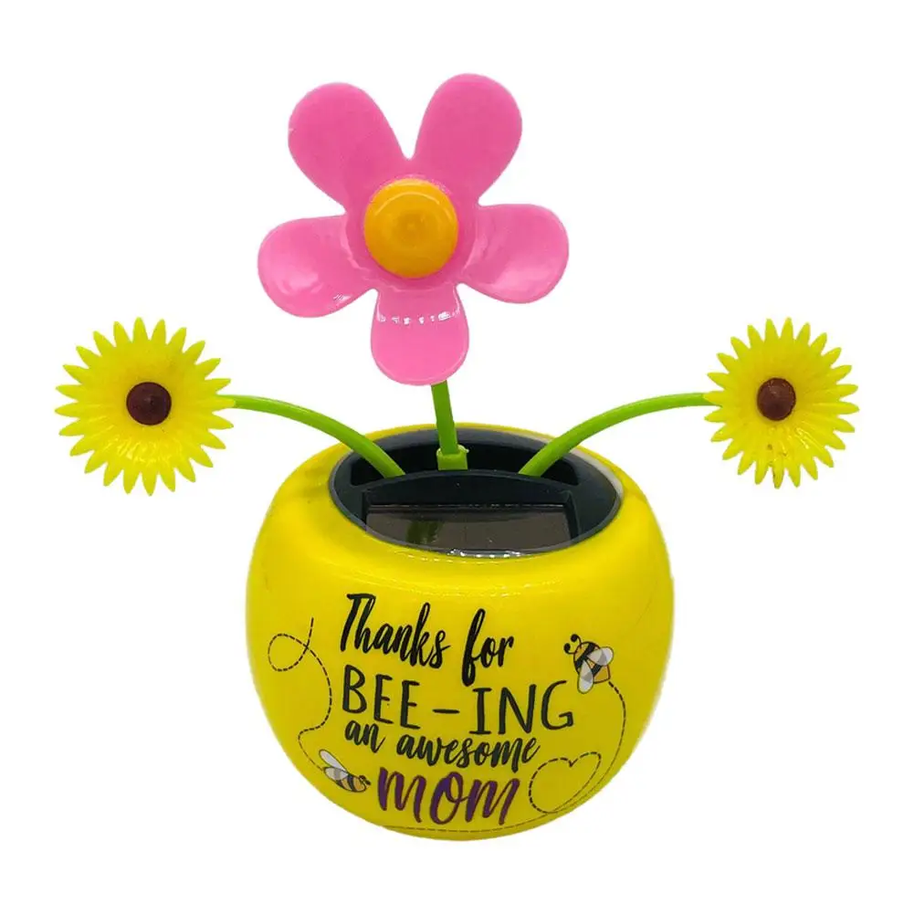Solar Powered Dancing Flower Sunflower Solar Ornament Shaking Head Car Ornaments For Home Bedroom Dashboard Decoration thumbnail 2