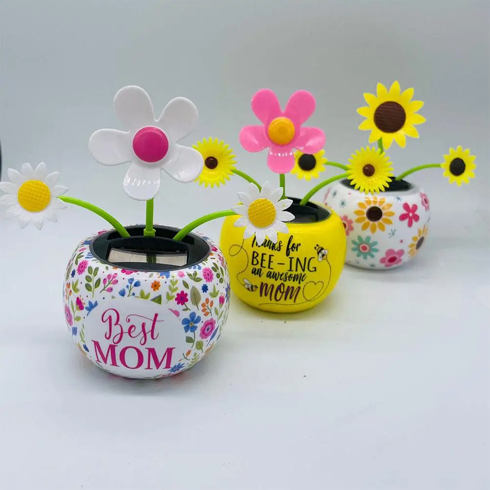 Solar Powered Dancing Flower Sunflower Solar Ornament Shaking Head Car Ornaments For Home Bedroom Dashboard Decoration thumbnail 4