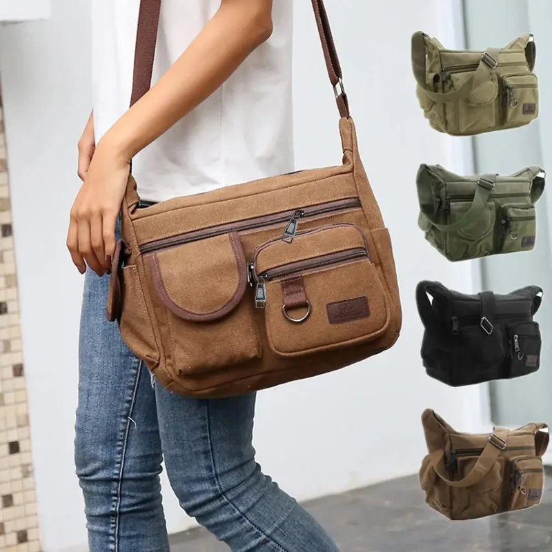 Men Casual Sling Bag Messenger Crossbody Shoulder Unisex Travel Outdoor Vintage Bags thumbnail 5
