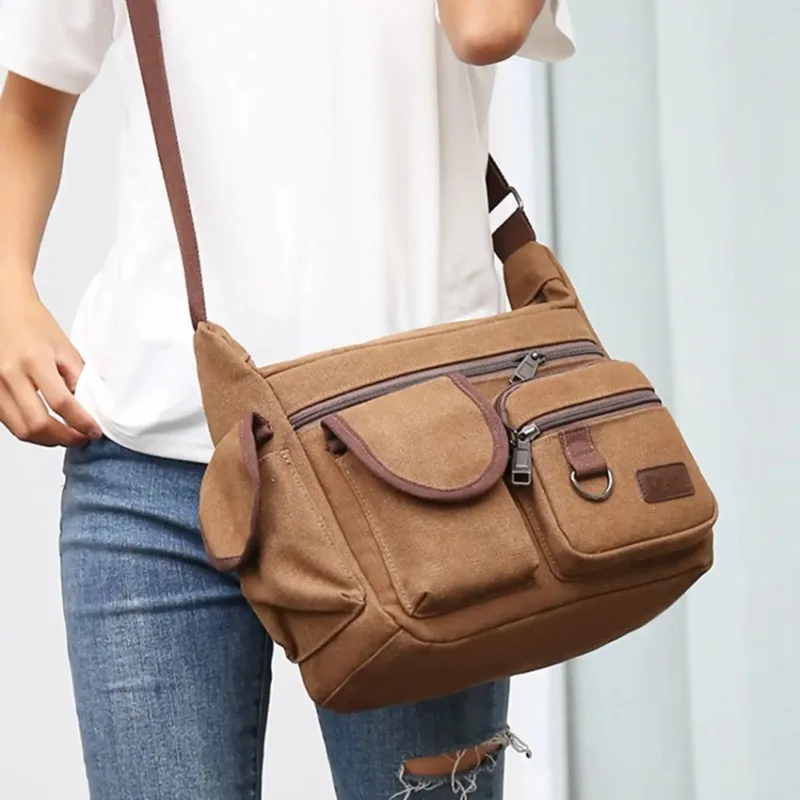 Men Casual Sling Bag Messenger Crossbody Shoulder Unisex Travel Outdoor Vintage Bags thumbnail 2