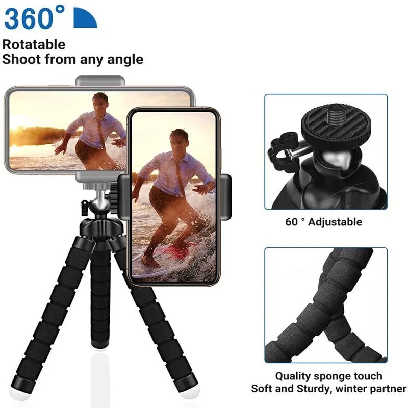 Mini Universal Photography Octopus Tripod Monopod Phone Mini Camera Phone Webcam Holder Clip Smartphone Monopod Tripe Stand thumbnail 5