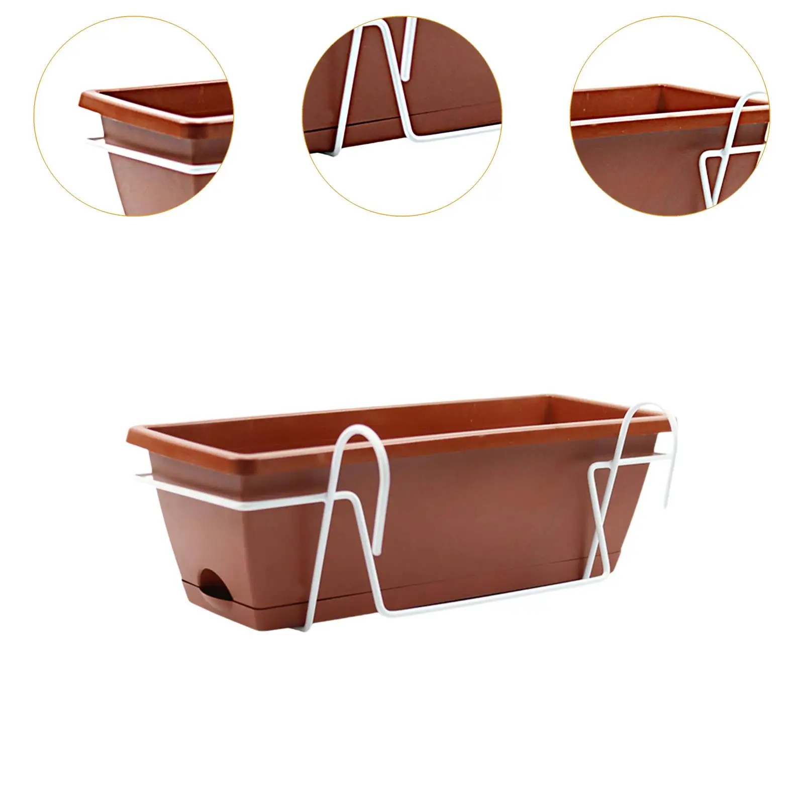 Balcony Railing Planter Plant Basket Fence Planter with Rack and Tray Flowerpot Window Box Planter for Deck Yard Countryside thumbnail 5