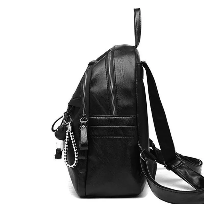 Vintage PU Leather Travel Women Shopping Backpack Student School Bags Large Capacity Schoolbags Women Travel Zipper Rucksack thumbnail 5