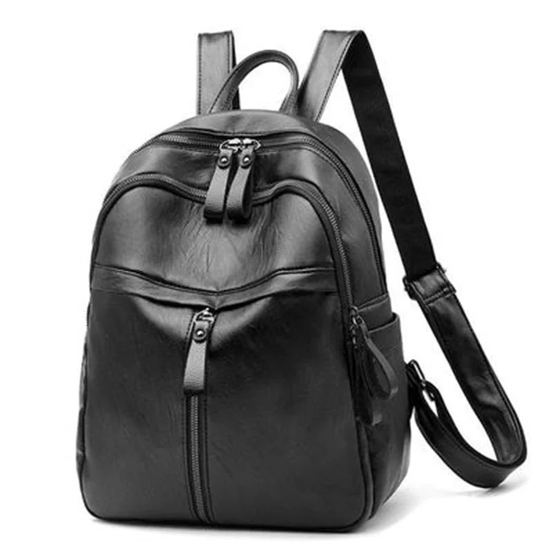 Vintage PU Leather Travel Women Shopping Backpack Student School Bags Large Capacity Schoolbags Women Travel Zipper Rucksack thumbnail 4