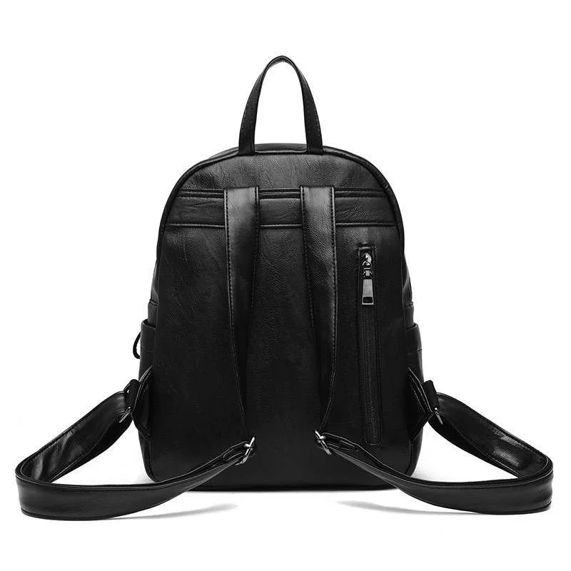 Vintage PU Leather Travel Women Shopping Backpack Student School Bags Large Capacity Schoolbags Women Travel Zipper Rucksack thumbnail 6