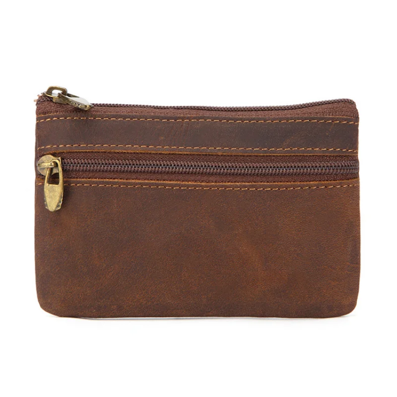 New Cow Leather Men's And Women's Change Vintage Coin Bag Headphone Purse Storage Mini Bag For Man And Woman thumbnail 2