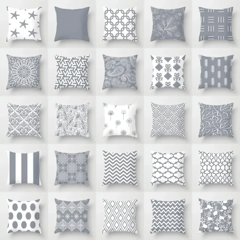 European Gray Pillowcase Geometric Pillow Cover Sofa Cushion Cover Garden Throw Pillows Hotel Outdoor Cushions car Chair 45X45cm
