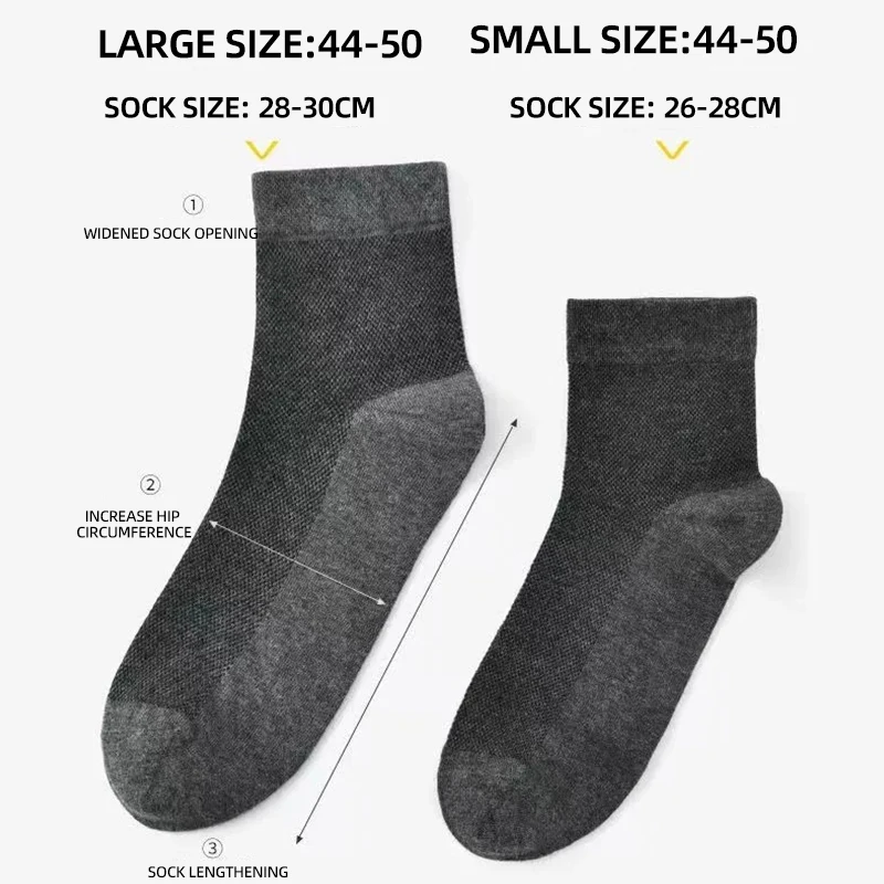 5 Pairs/Lot Men's Summer Thin Mesh Breathable Socks Middle Tube Plus Size EU38-47 Work Business Casual Black White Short Sock thumbnail 6