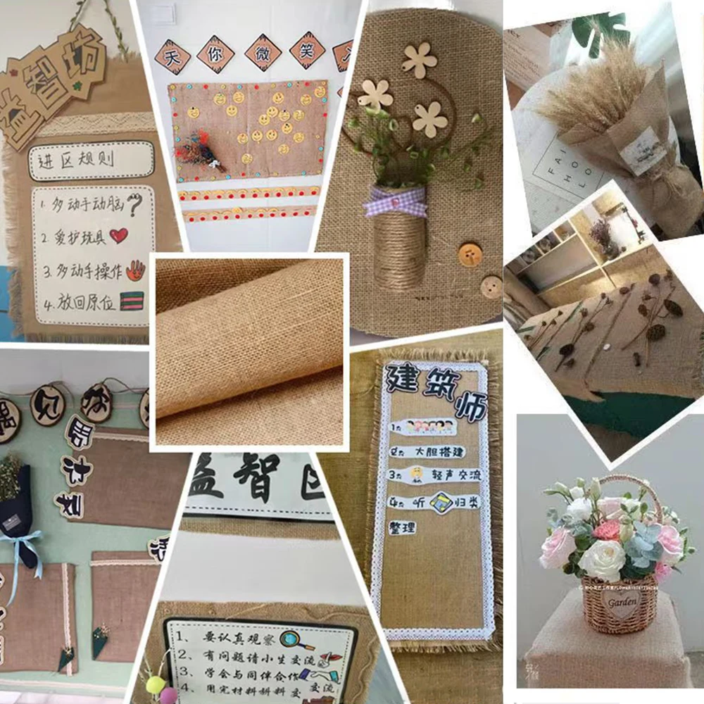 160*50cm Natural Burlap Fabric For DIY Curtain Wall Coverings Xmas Background Decoration Mesh Jute Textile Cloth Sewing Material thumbnail 3