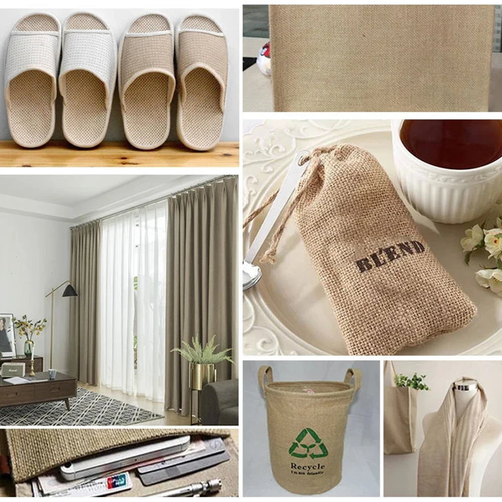 160*50cm Natural Burlap Fabric For DIY Curtain Wall Coverings Xmas Background Decoration Mesh Jute Textile Cloth Sewing Material thumbnail 4