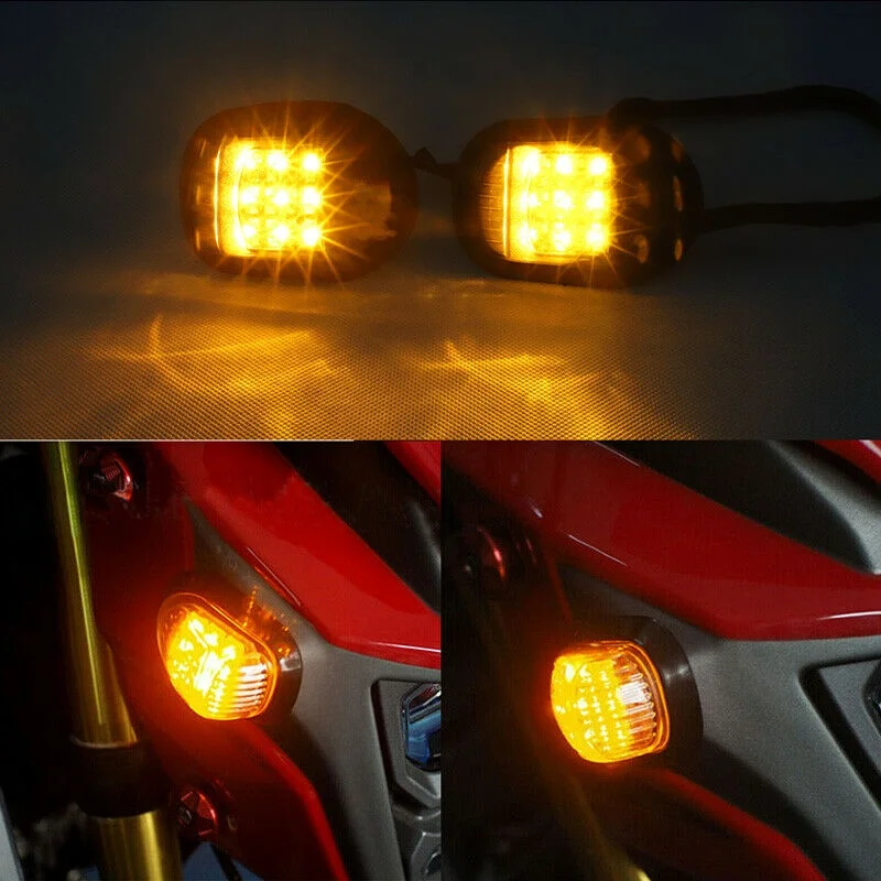 2x 10MM Universal Flush Mount Turn Signals 9-Led Smoked Motorcycle Blinkers Compatible For Motorbike Sport Street Racing Bike thumbnail 2
