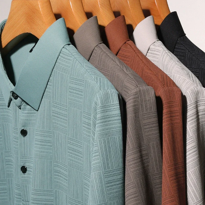 2024 Men's New Printed Cotton Business Casual Short sleeved POLO Shirt Fashion Short sleeved Comfortable and Breathable Top thumbnail 6
