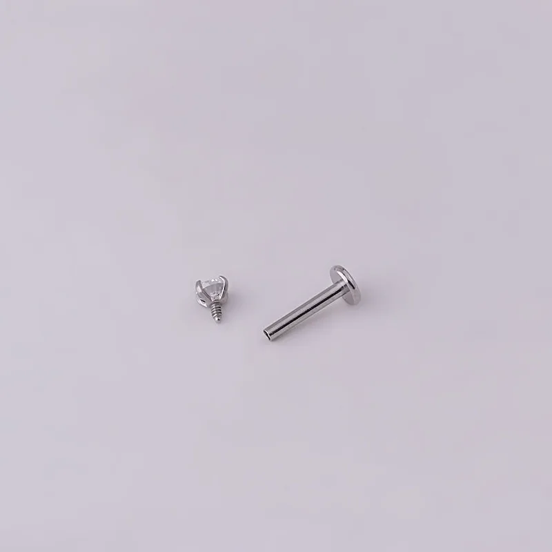 2pcs Stainless Steel Piercing Tragus Stud Earrings, Crystal Labret Small Ear Stud Helix Cartilage Earring for Women Body Jewelry thumbnail 2