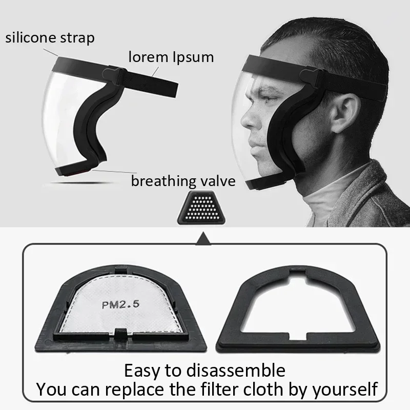 Protective Full Face Shield Mask Transparent Head Eyes Safety Cover Glasses Screen Visors Dustproof Wind Proof Anti-Fog Goggles thumbnail 3