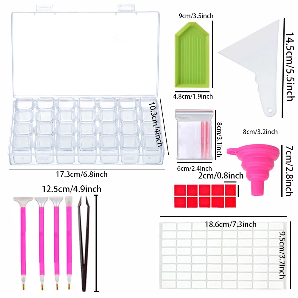 28 Grids Diamond Painting Tools Storage Box with Funnel Sticker Pen Diamond Painting Embroidery Accessories Container thumbnail 3