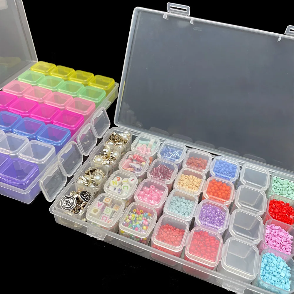 28 Grids Diamond Painting Tools Storage Box with Funnel Sticker Pen Diamond Painting Embroidery Accessories Container thumbnail 4