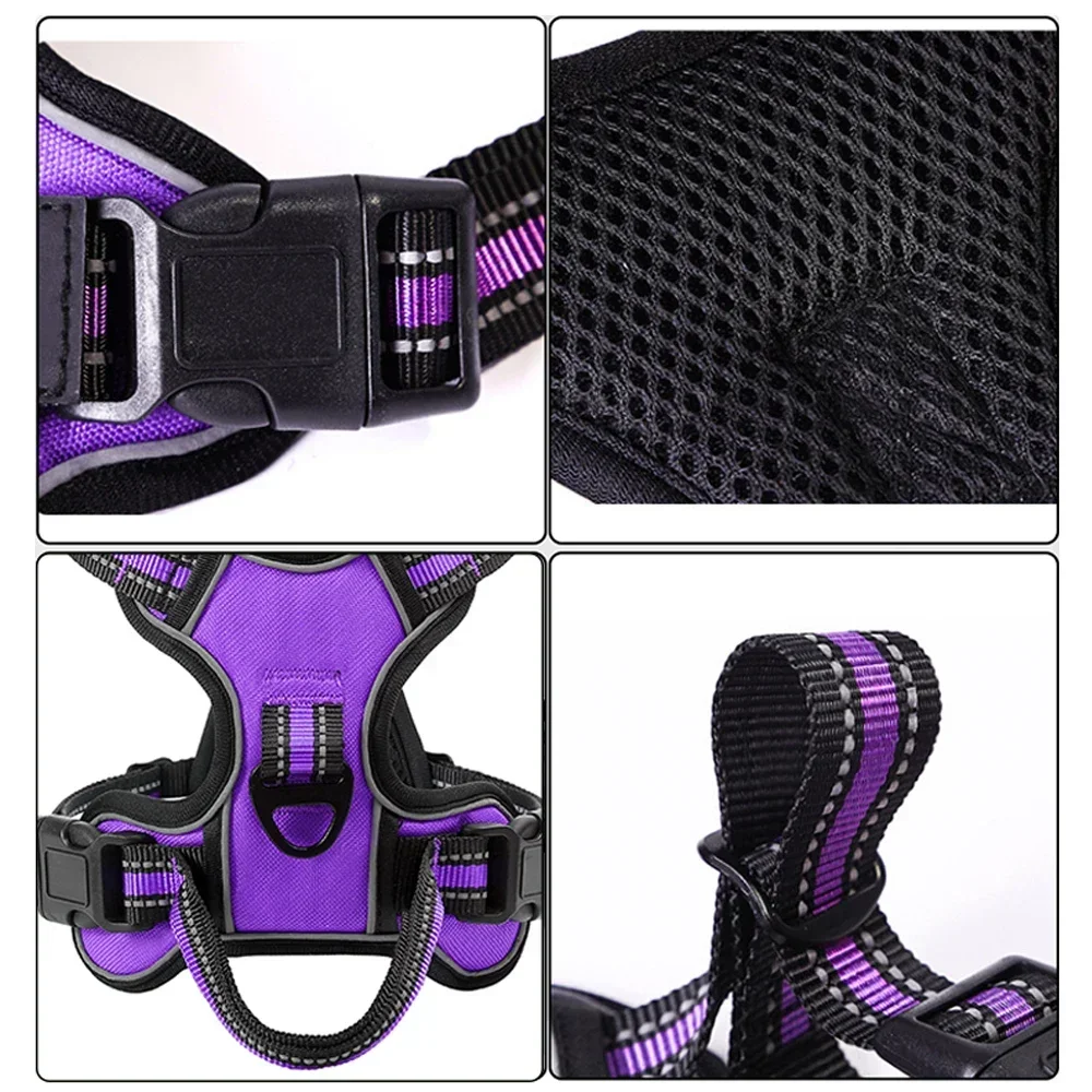 Adjustable Nylon Dog Harness Vest Reflective Soft Breathable No Pull Dog Harness Pet Harness Leash For Small Medium Large Dogs thumbnail 4