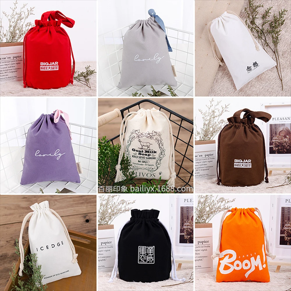 Drawstring bag Cotton Storage organizer Tote Portable Handbags Grocery Shopping Shoulder bags Canvas foldable Travel Storage Bag thumbnail 2