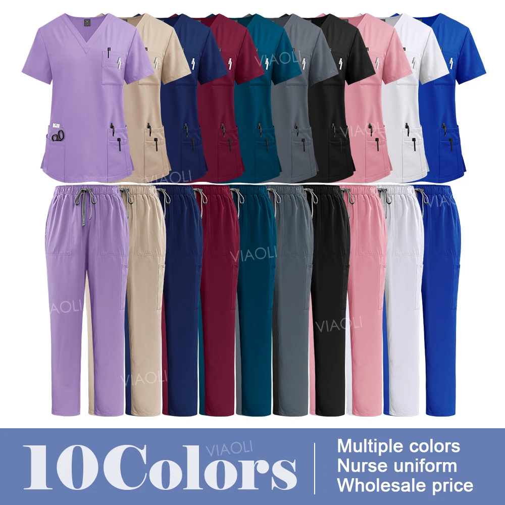 Medical Uniform Scrub Hospital Working Scrubs Set Wholesale Nursing Scrub Uniforms Women Healthcare Pharmacy Clinic Work Clothes thumbnail 4