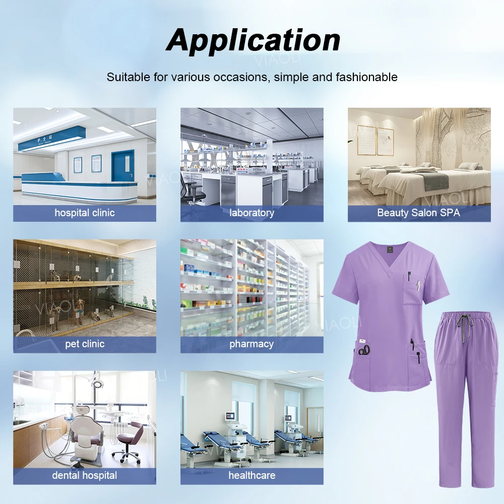 Medical Uniform Scrub Hospital Working Scrubs Set Wholesale Nursing Scrub Uniforms Women Healthcare Pharmacy Clinic Work Clothes thumbnail 5