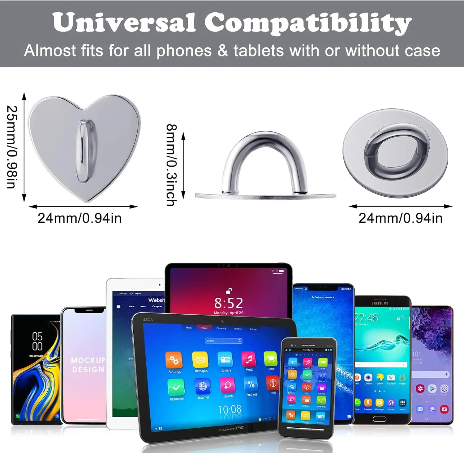 Adhesive Metal Heart Phone Charm Holder Mobile Phone Case Finger Ring Stand Hooks Buckle Charms Clasp DIY Accessories String thumbnail 3