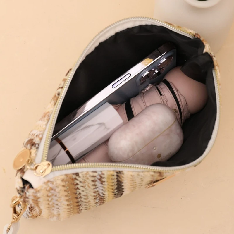 Rattan Knitting Women Straw Bags Fashion Colorful Summer Beach Clutch Bag Female Woven Wristlet Bag Wallet Money Coin Purse thumbnail 4