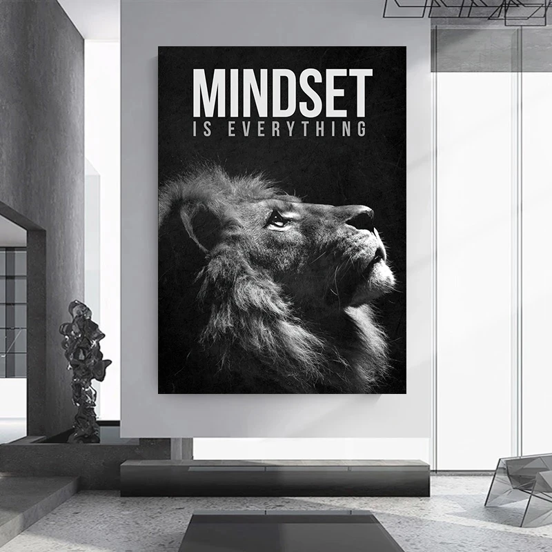 Motivational Quotes Success Canvas Poster Lion Mindset Is Everything Poster Wall Art Print Painting Office Living Room Decor thumbnail 6