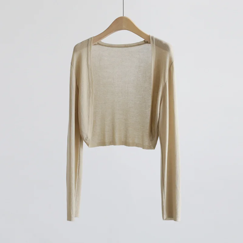 Sun Protection Knit Cardigan Women's Thin Coat Ice Silk Outerwear Cover-up Shawl Air Conditioning Shirt Summer thumbnail 4
