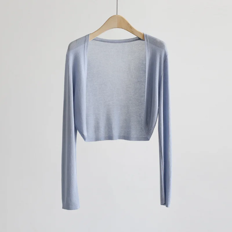 Sun Protection Knit Cardigan Women's Thin Coat Ice Silk Outerwear Cover-up Shawl Air Conditioning Shirt Summer thumbnail 3