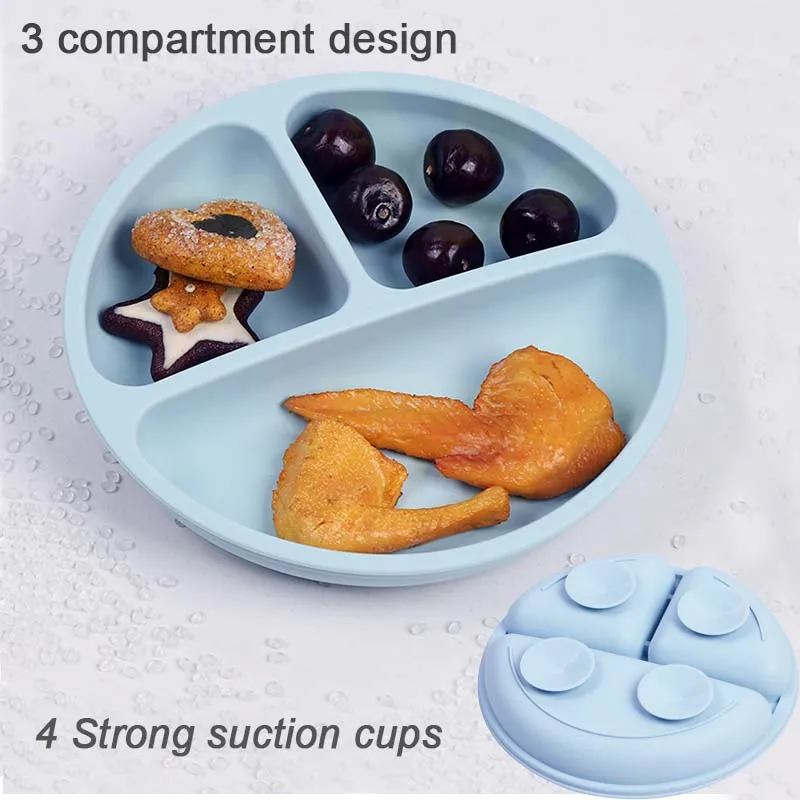 8Pcs Silicone Tableware Set Personalized Name Logo Baby Feeding Set Spoon Fork Suction Cup Bowl Silicone Dinner Plate For Kids thumbnail 3