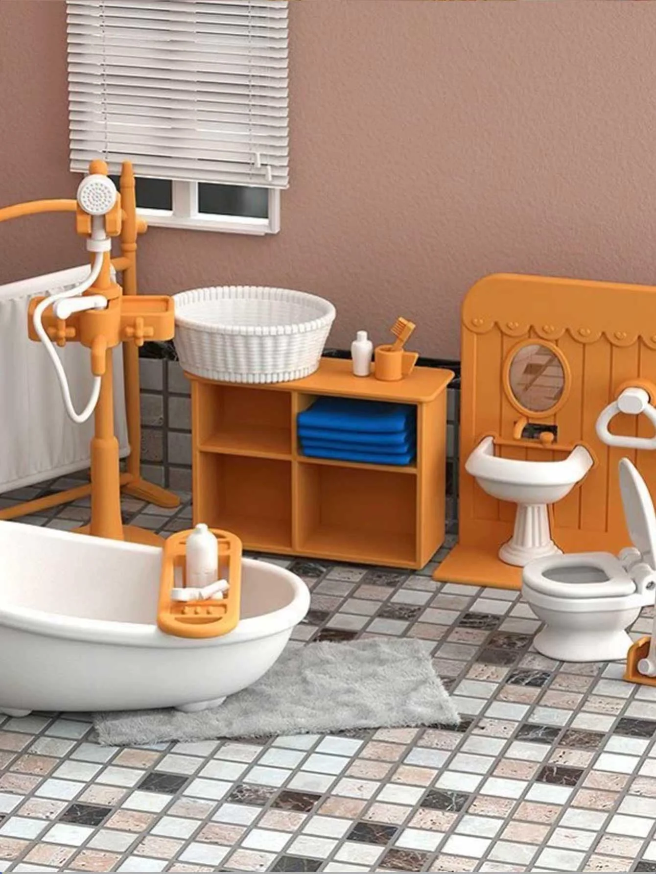 Dollhouse Furniture Bathroom Set DIY Miniature Dollhouse Bedroom Kitchen Accessories Doll House Kids Birthdays Christmas Gifts thumbnail 3
