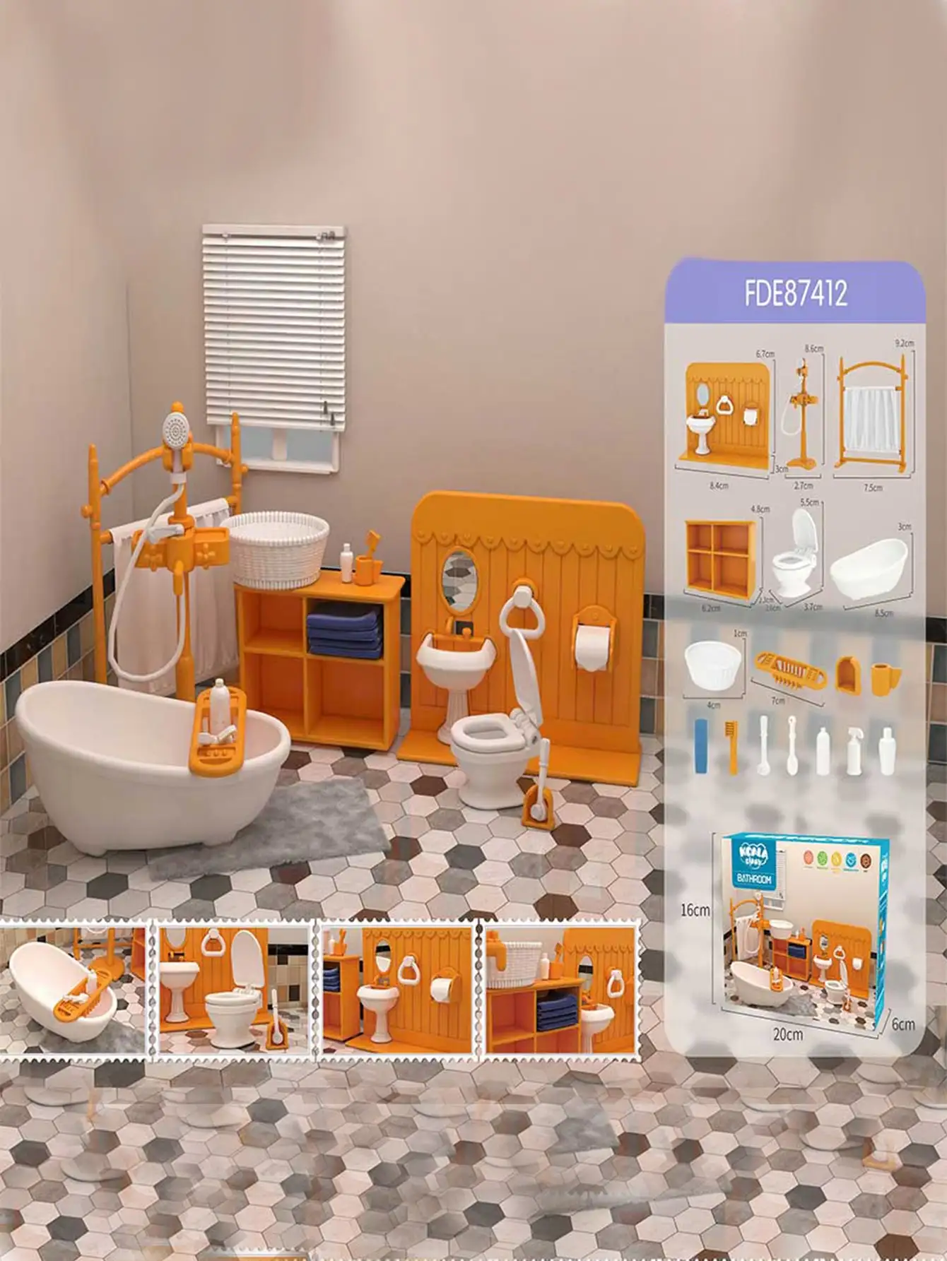 Dollhouse Furniture Bathroom Set DIY Miniature Dollhouse Bedroom Kitchen Accessories Doll House Kids Birthdays Christmas Gifts thumbnail 2