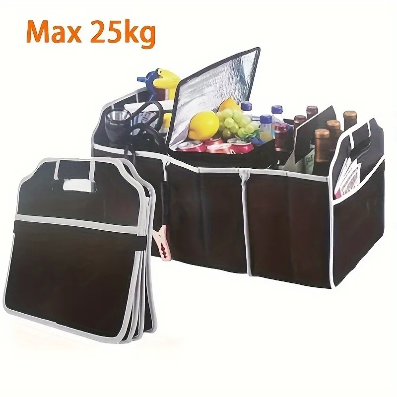 Versatile Canvas Car Trunk Organizer - Foldable Storage Box For Vehicle Essentials thumbnail 3