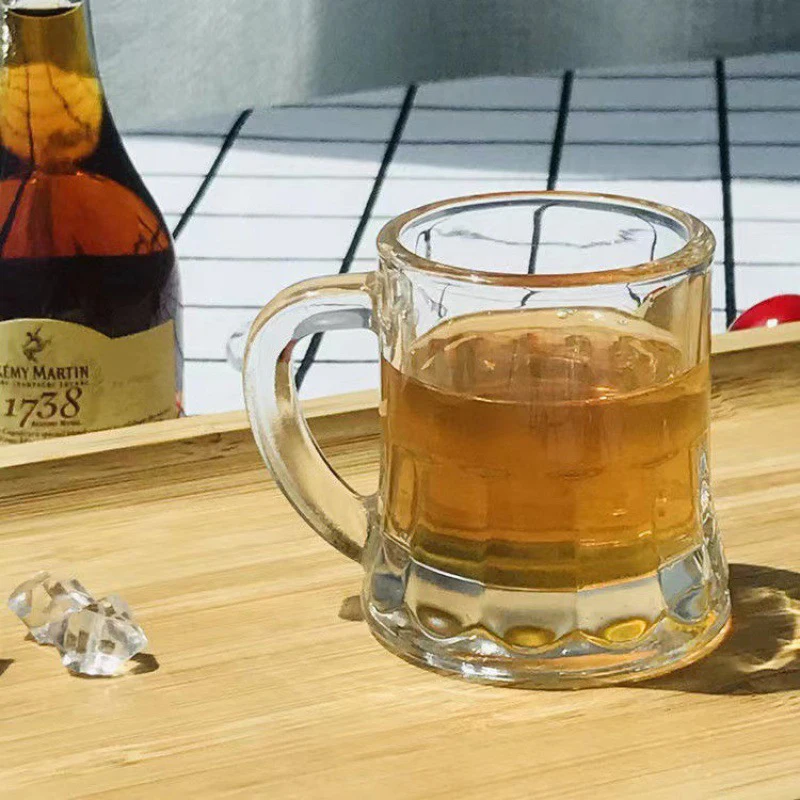 1PC 2oz Beer Cup Small Handle Plastic Whisky Mini For Party Mug Glass Barware Kitchen Dining Bar Home Garden Decoration thumbnail 5