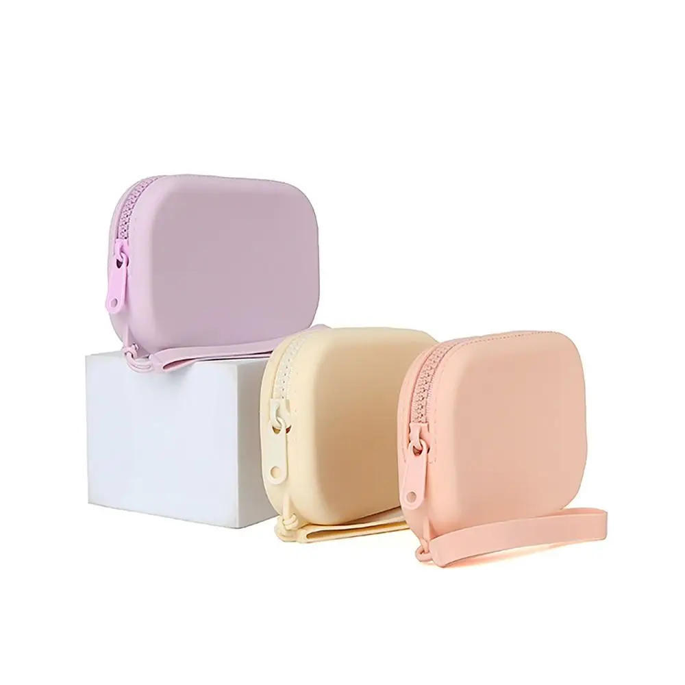 Silicone Smooth Zipper Earphone Bag Wallet Organizer Cosmetic Bag Coin Purse Women Girls thumbnail 5