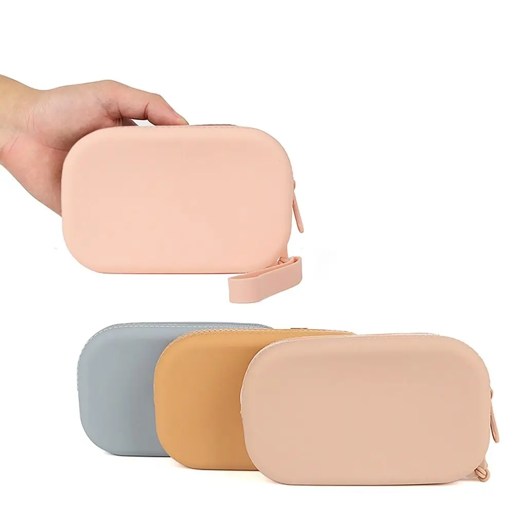 Silicone Smooth Zipper Earphone Bag Wallet Organizer Cosmetic Bag Coin Purse Women Girls thumbnail 4