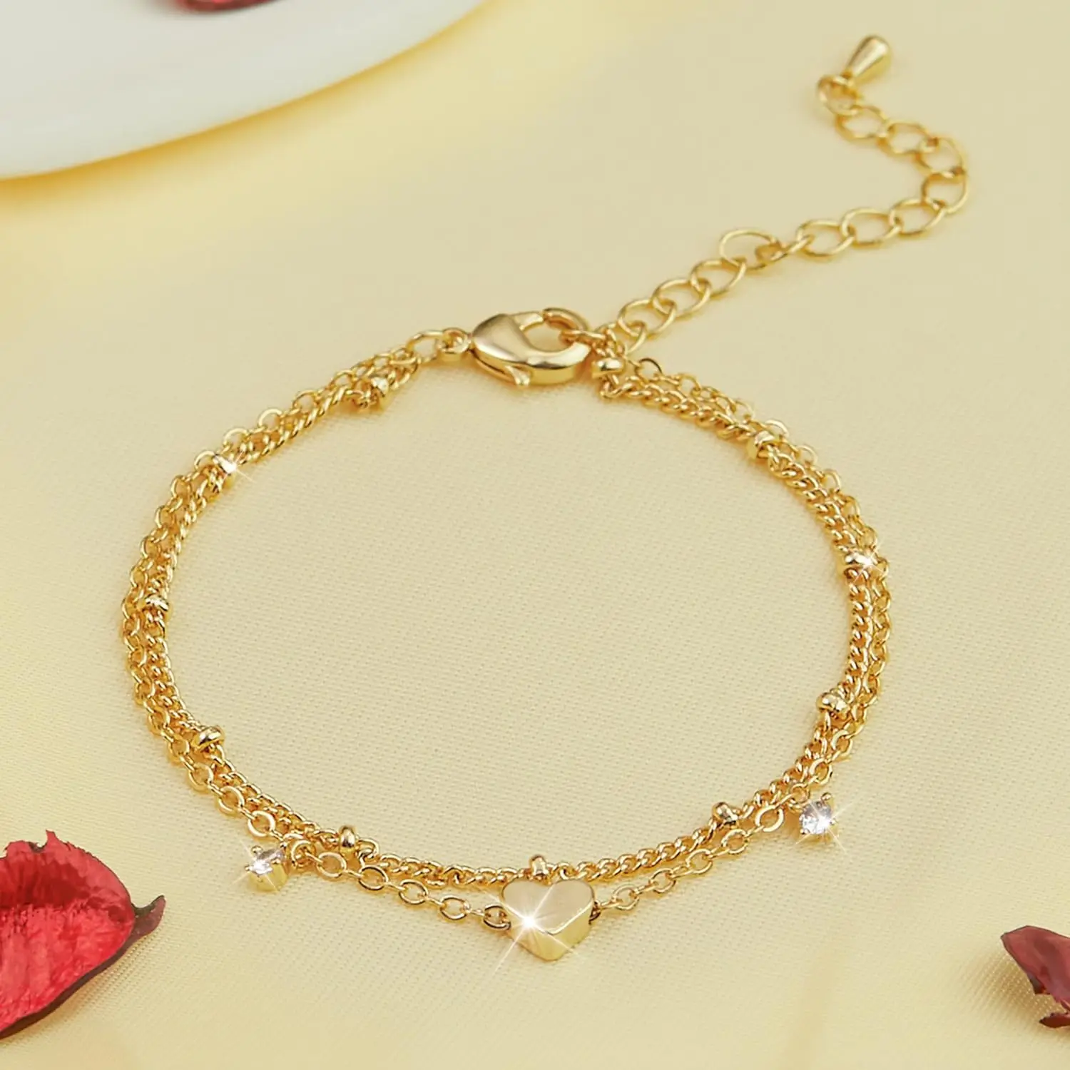 925 Sliver Plated CZ Anklet Bracelets for Women Girl Trendy New Waterproof Heart Charm Dainty Layer Chain Anklets Jewelry Gifts thumbnail 5
