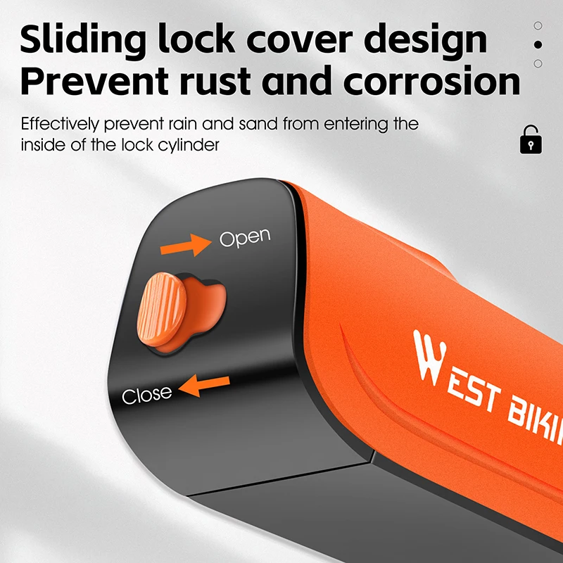 WEST BIKING Bicycle Chain Lock Motorcycle MTB Bike Safety Chain Lock With 2 Keys Cycling Accessories Anti-theft Bike Locks thumbnail 2
