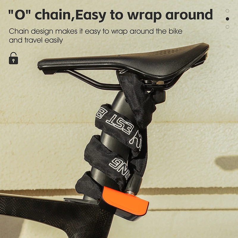 WEST BIKING Bicycle Chain Lock Motorcycle MTB Bike Safety Chain Lock With 2 Keys Cycling Accessories Anti-theft Bike Locks thumbnail 4