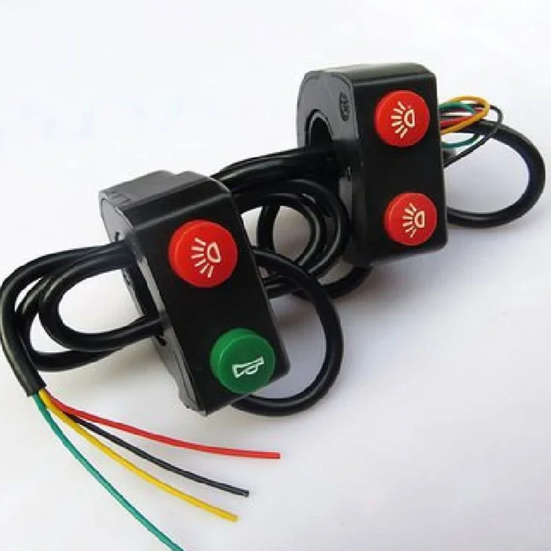 22mm Handlebar Horn and Headlight Combination Button Switch for Motorcycle ATV Scooter Electric Bicycle Universal Refit Parts thumbnail 2