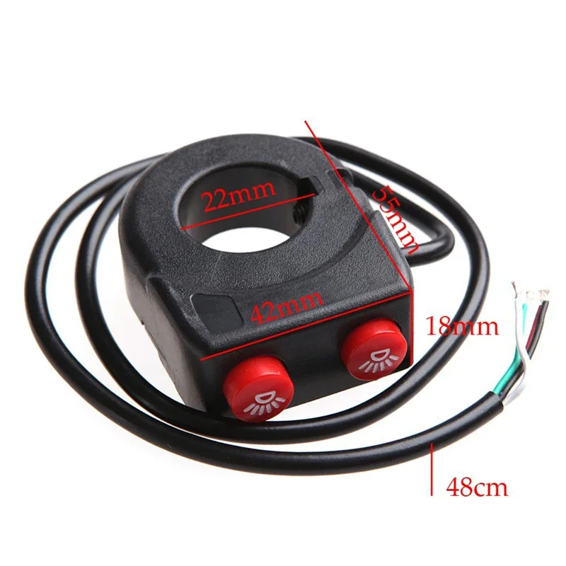22mm Handlebar Horn and Headlight Combination Button Switch for Motorcycle ATV Scooter Electric Bicycle Universal Refit Parts thumbnail 6