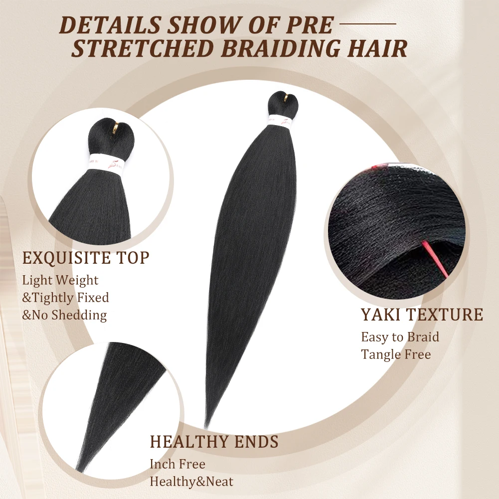 Pre-stretched Braids Hair Professional Itch Free Hot Water Setting Synthetic Fiber Ombre Yaki Texture Braid Hair Extensions thumbnail 4